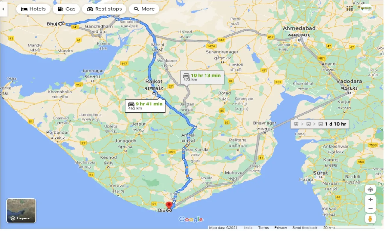 bhuj-to-diu-taxi