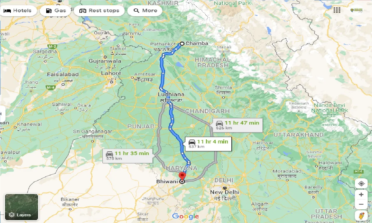 chamba-to-bhiwani-taxi
