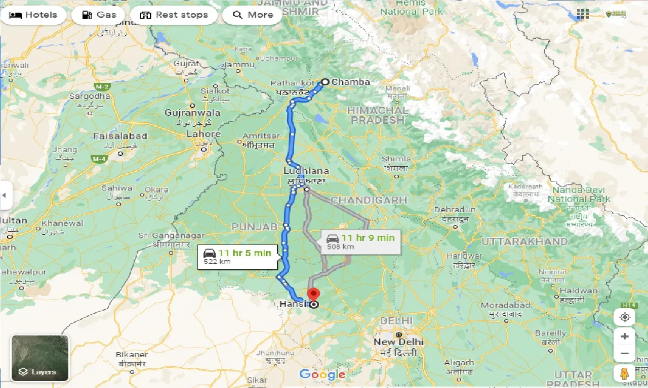 chamba-to-hansi-one-way