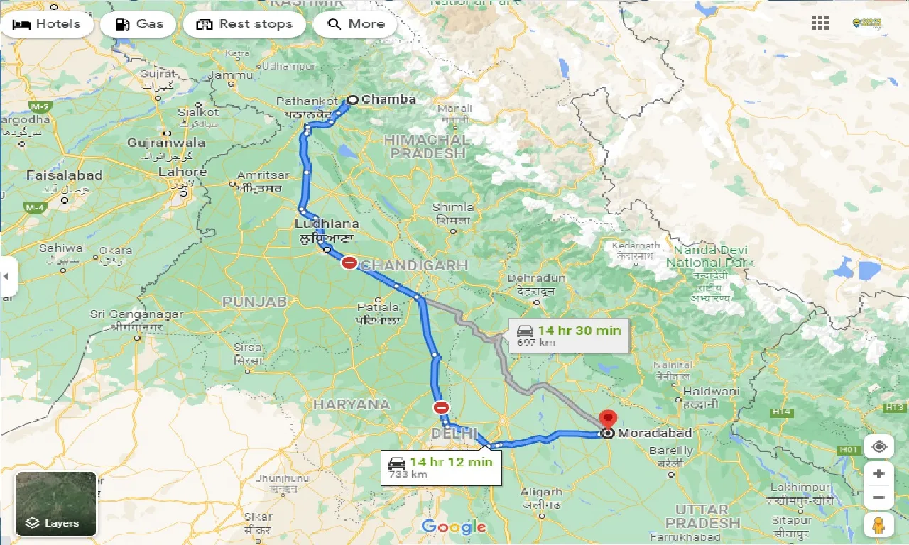 chamba-to-moradabad-taxi
