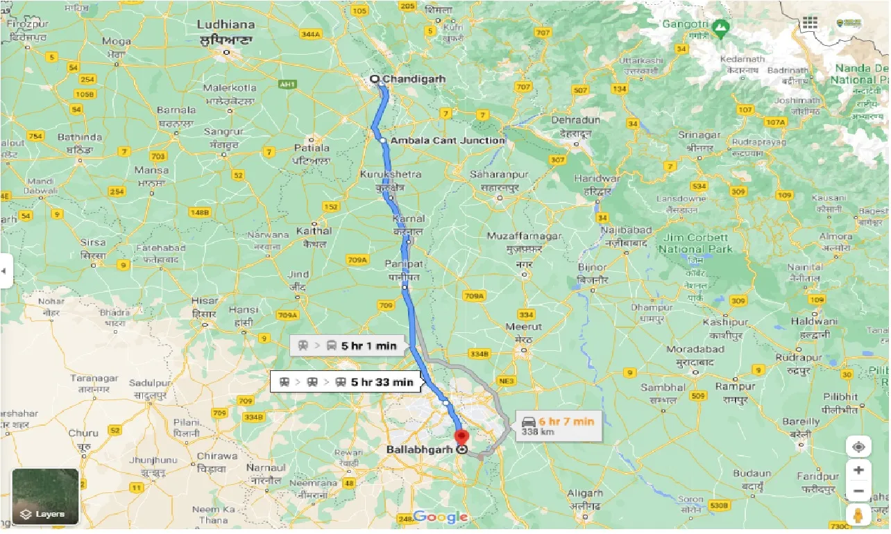 chandigarh-to-ballabgarh-round-trip