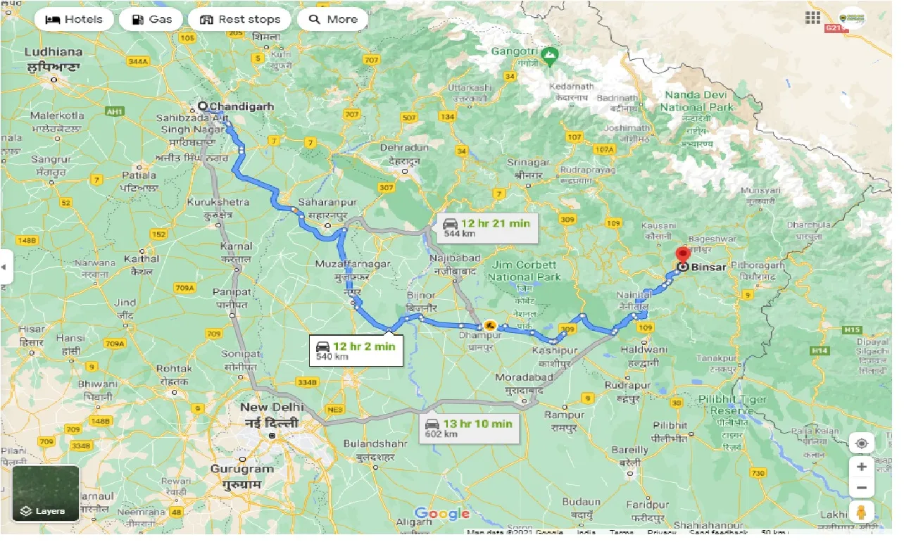 chandigarh-to-binsar-one-way