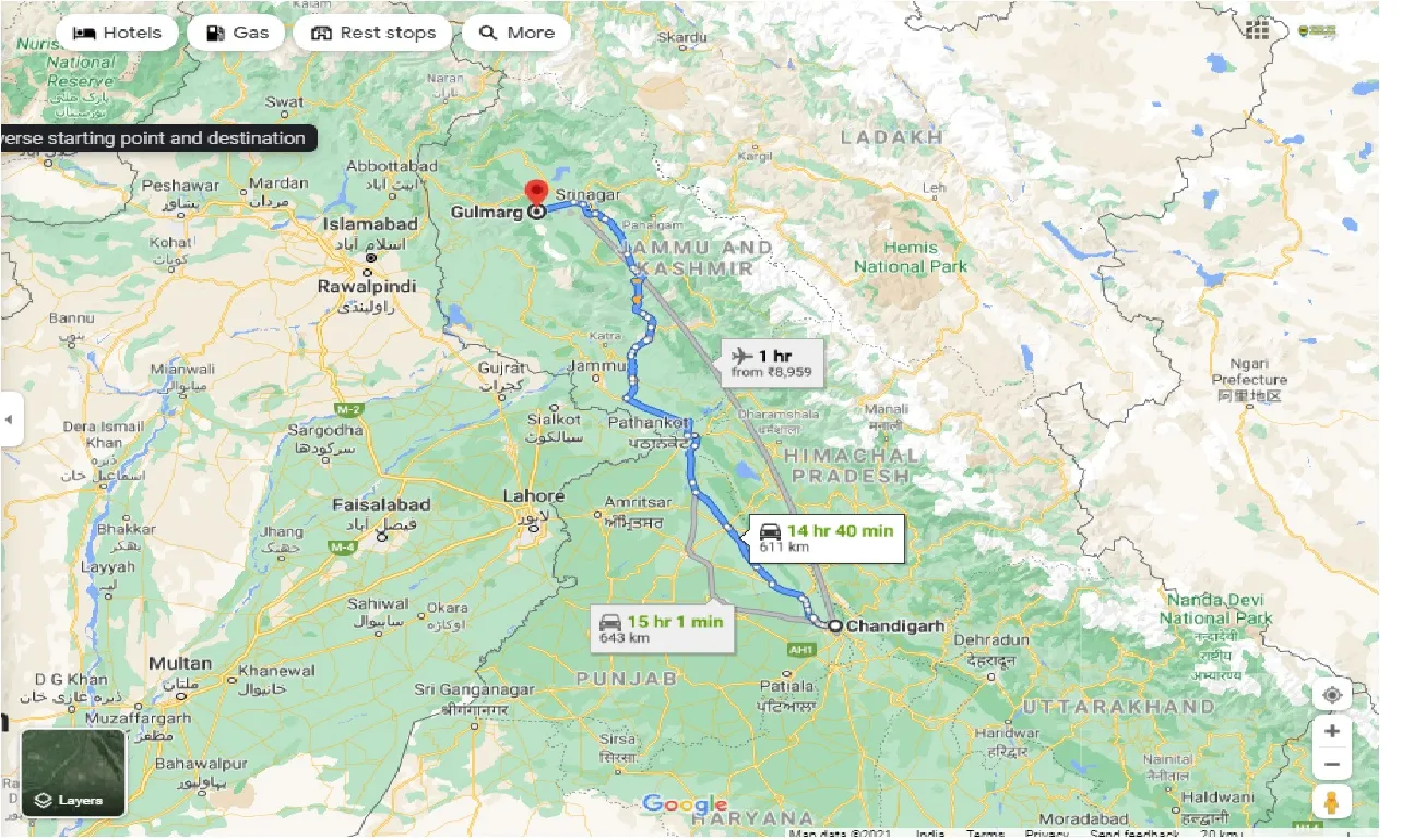chandigarh-to-gulmarg-round-trip