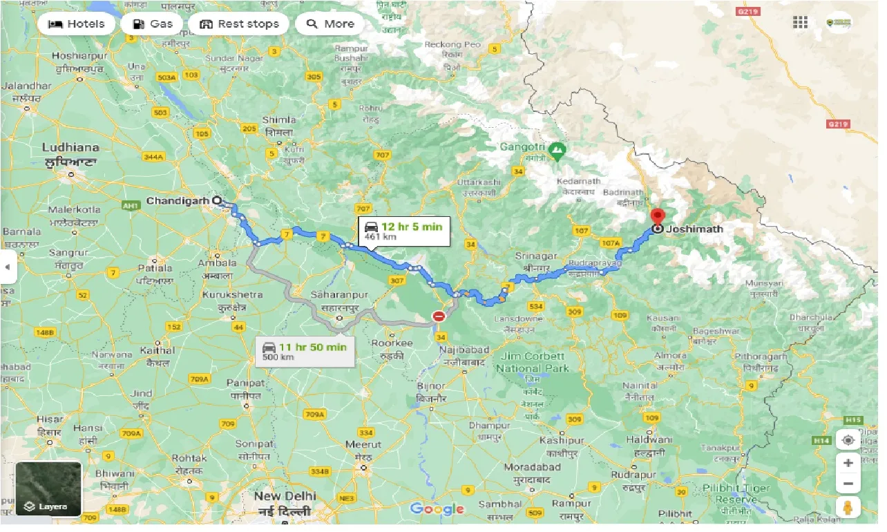chandigarh-to-joshimath-round-trip