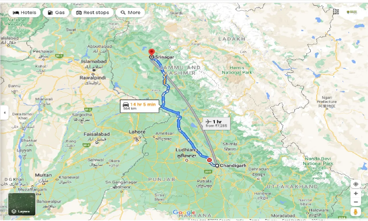 chandigarh-to-srinagar-one-way