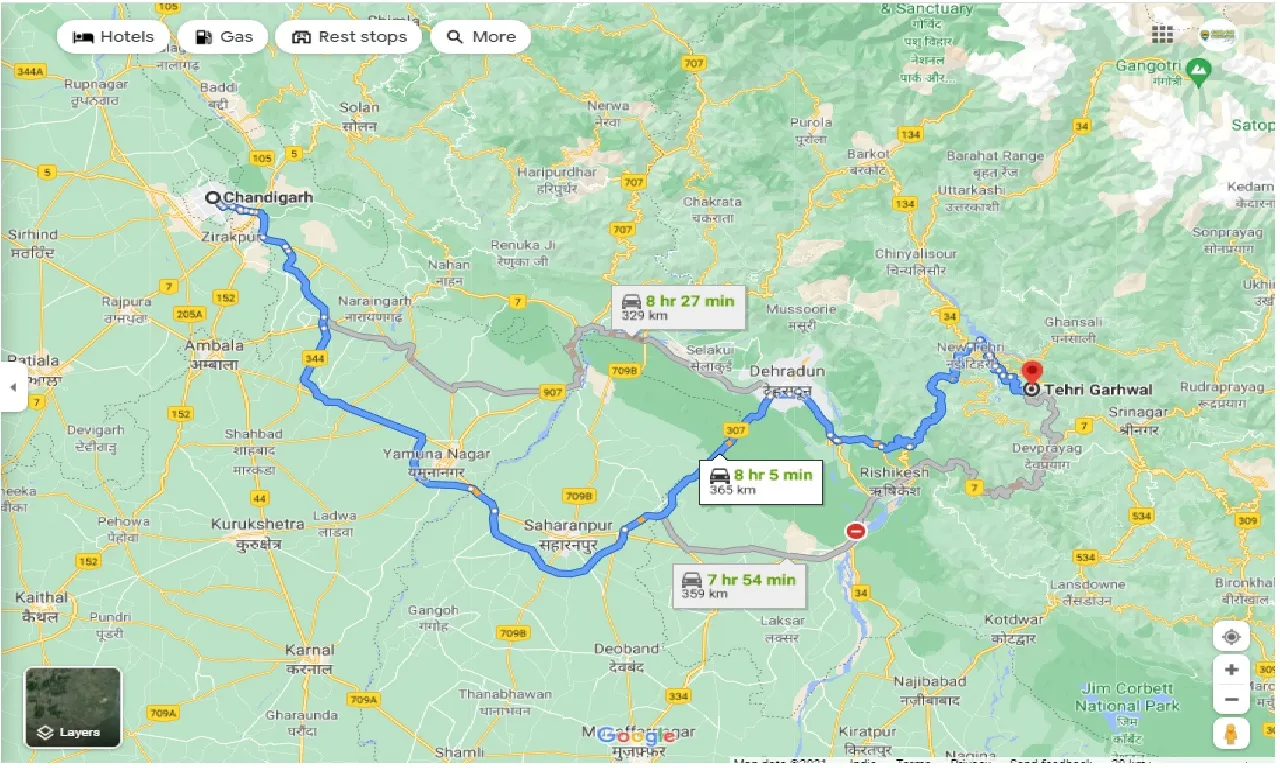 chandigarh-to-tehri-garhwal-one-way