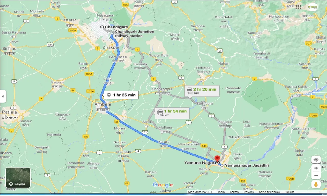 chandigarh-to-yamunanagar-one-way