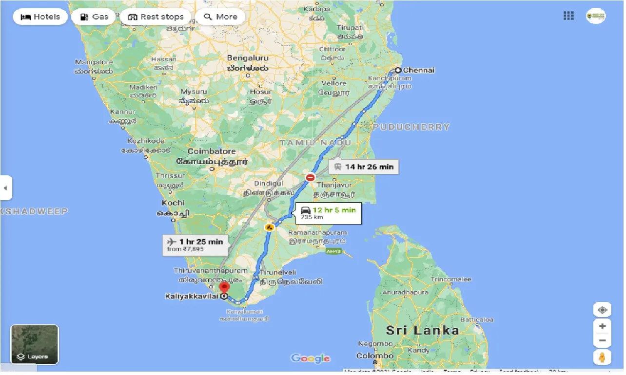 chennai-to-kaliyakkavilai-one-way