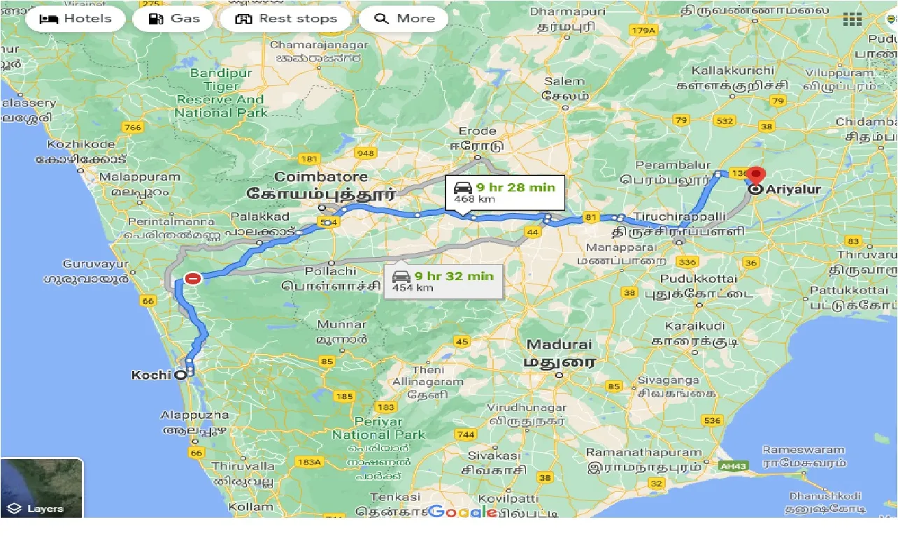 cochin-to-ariyalur-taxi