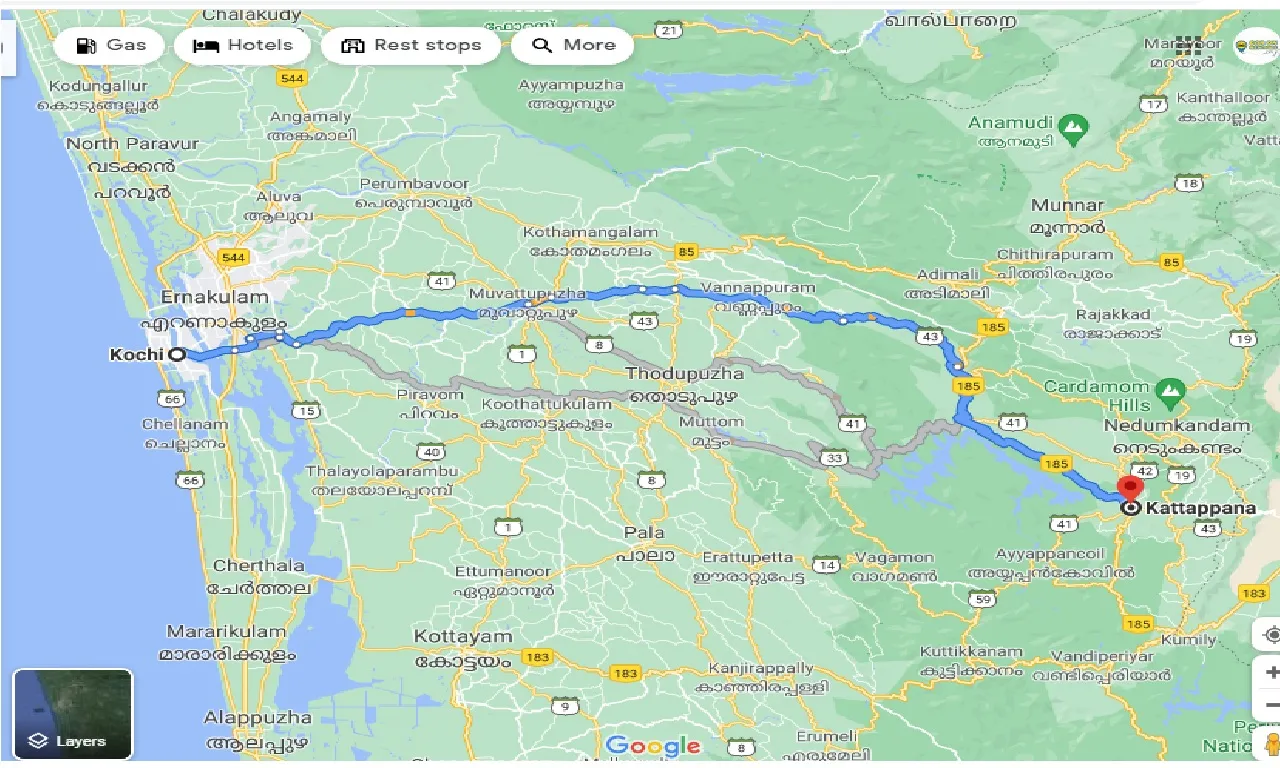 cochin-to-kattappana-one-way