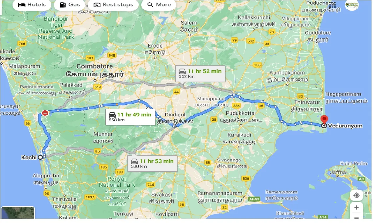 cochin-to-vedaranyam-one-way