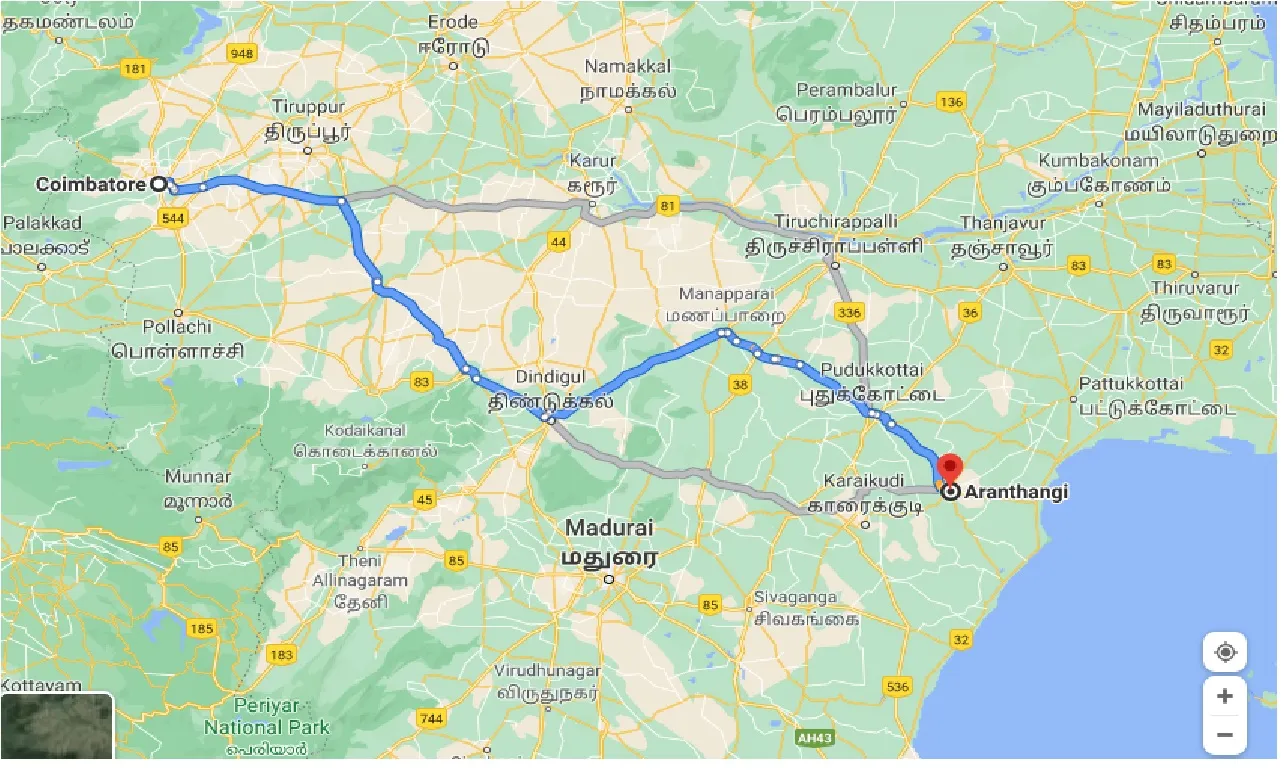 coimbatore-to-aranthangi-one-way