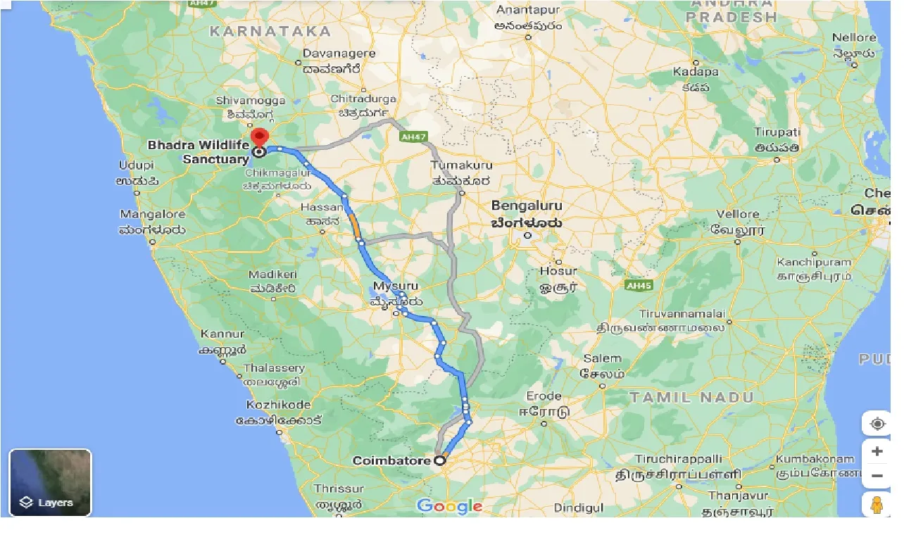 coimbatore-to-bhadra-wildlife-sanctuary-one-way