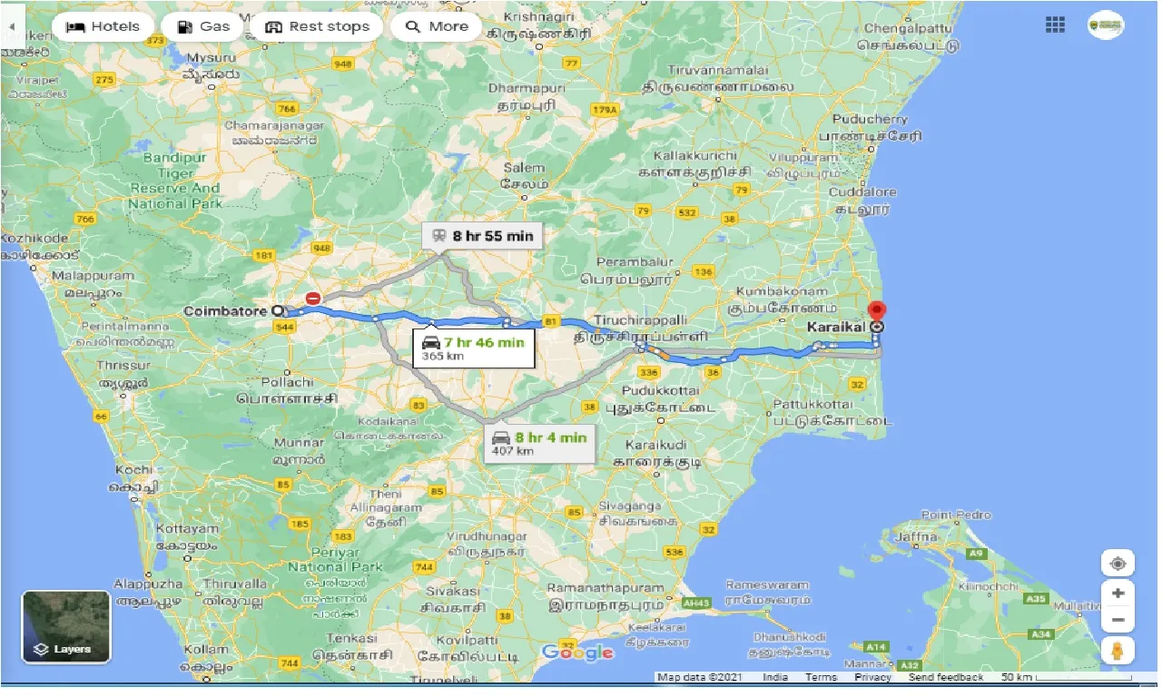 coimbatore-to-karaikal-cabs
