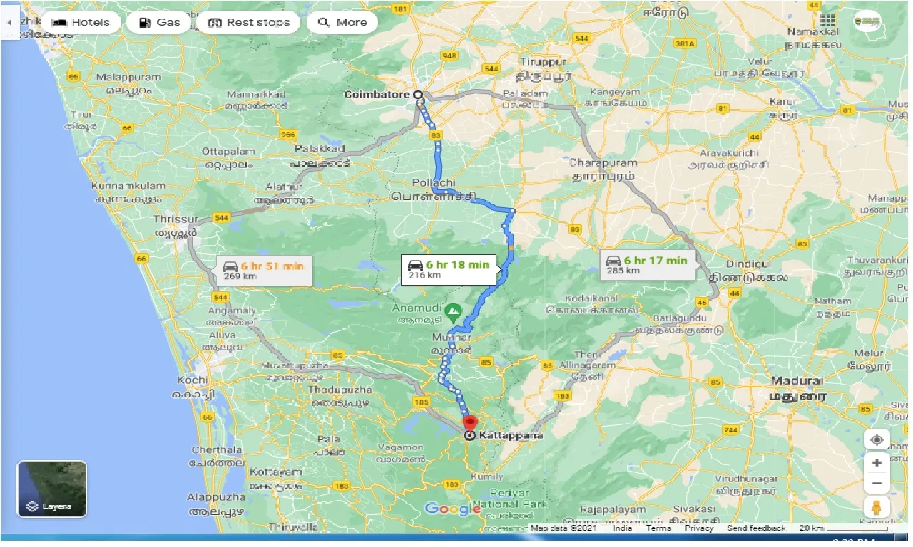 coimbatore-to-kattappana-one-way