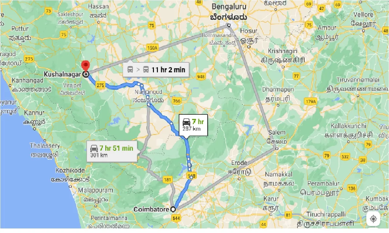 coimbatore-to-kushalnagar-one-way