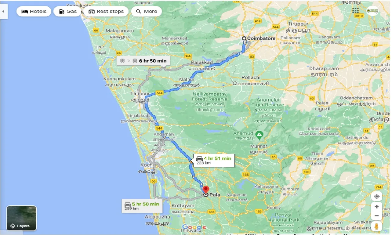 coimbatore-to-pala-one-way