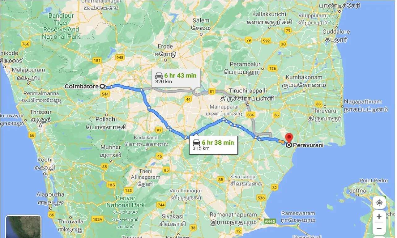 coimbatore-to-peravurani-one-way