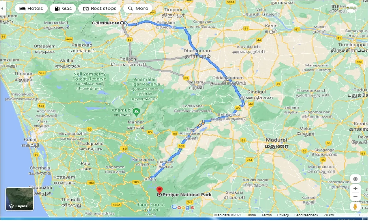 coimbatore-to-periyar-national-park-one-way