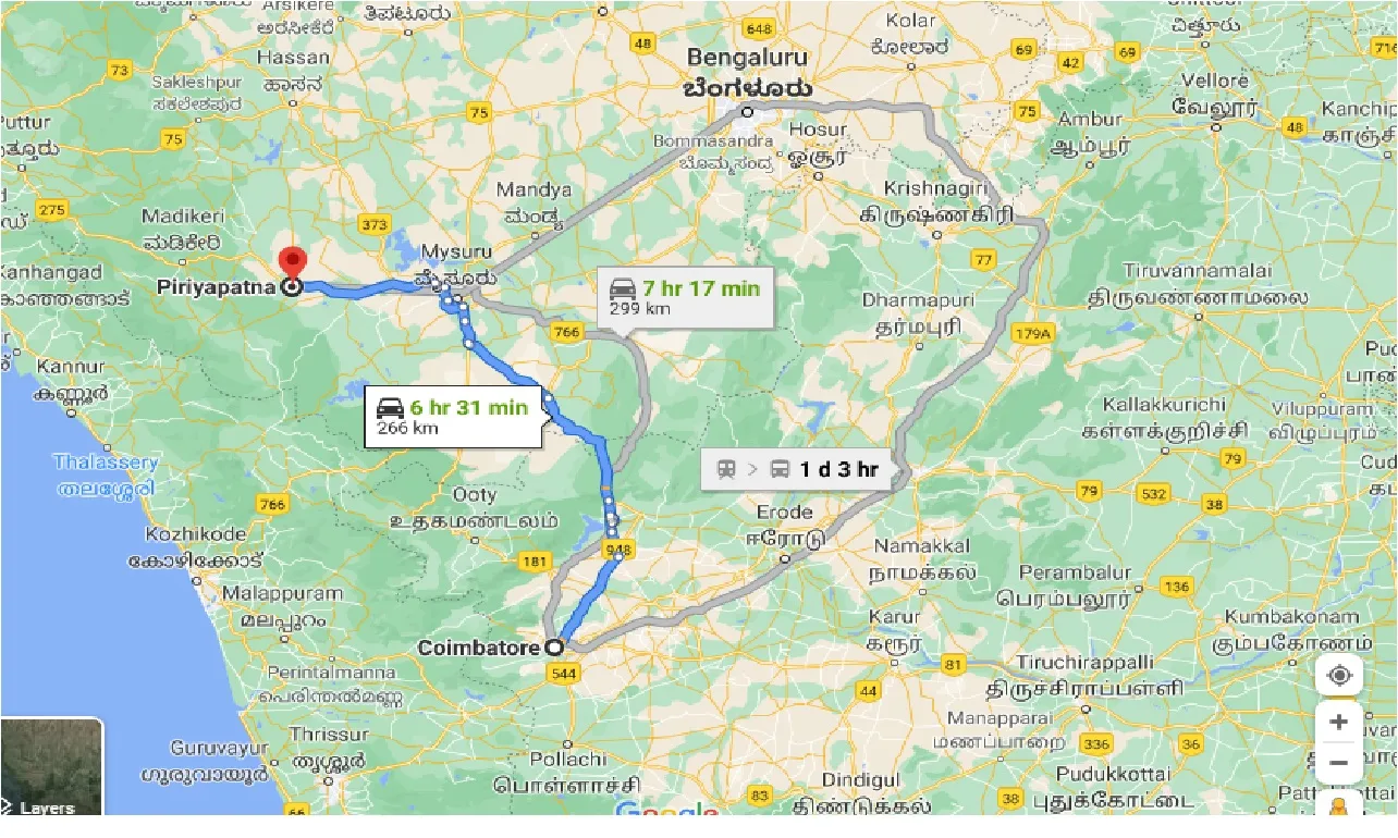 coimbatore-to-piriyapatna-one-way
