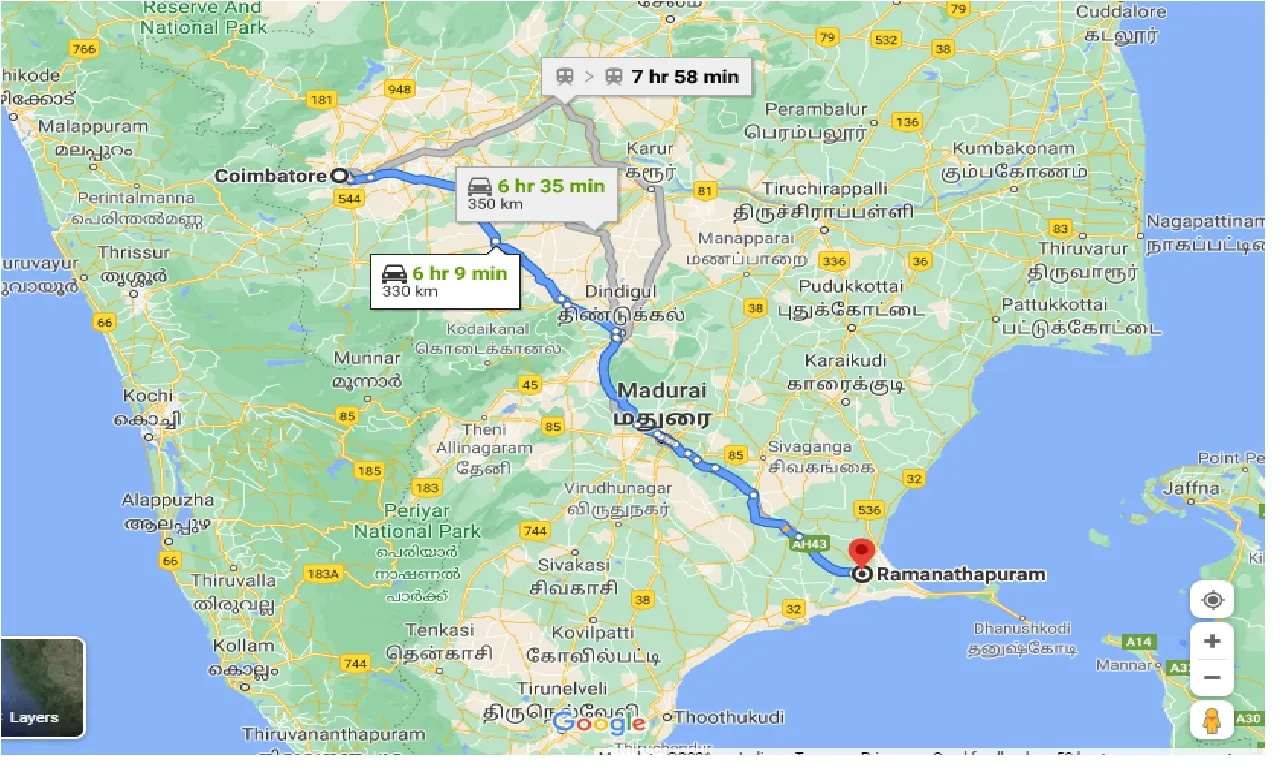 coimbatore-to-ramanathapuram-taxi