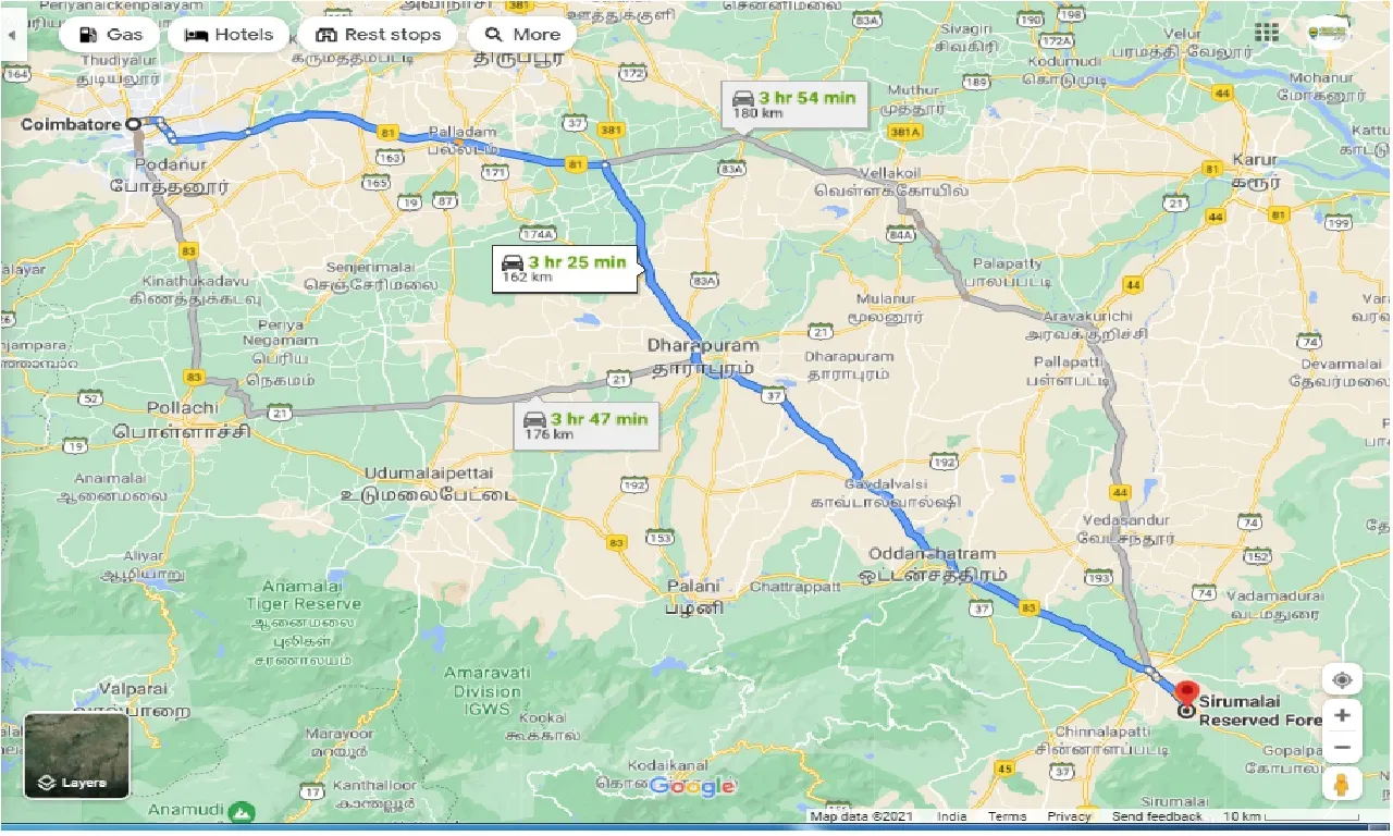 coimbatore-to-sirumalai-reserved-forest-round-trip