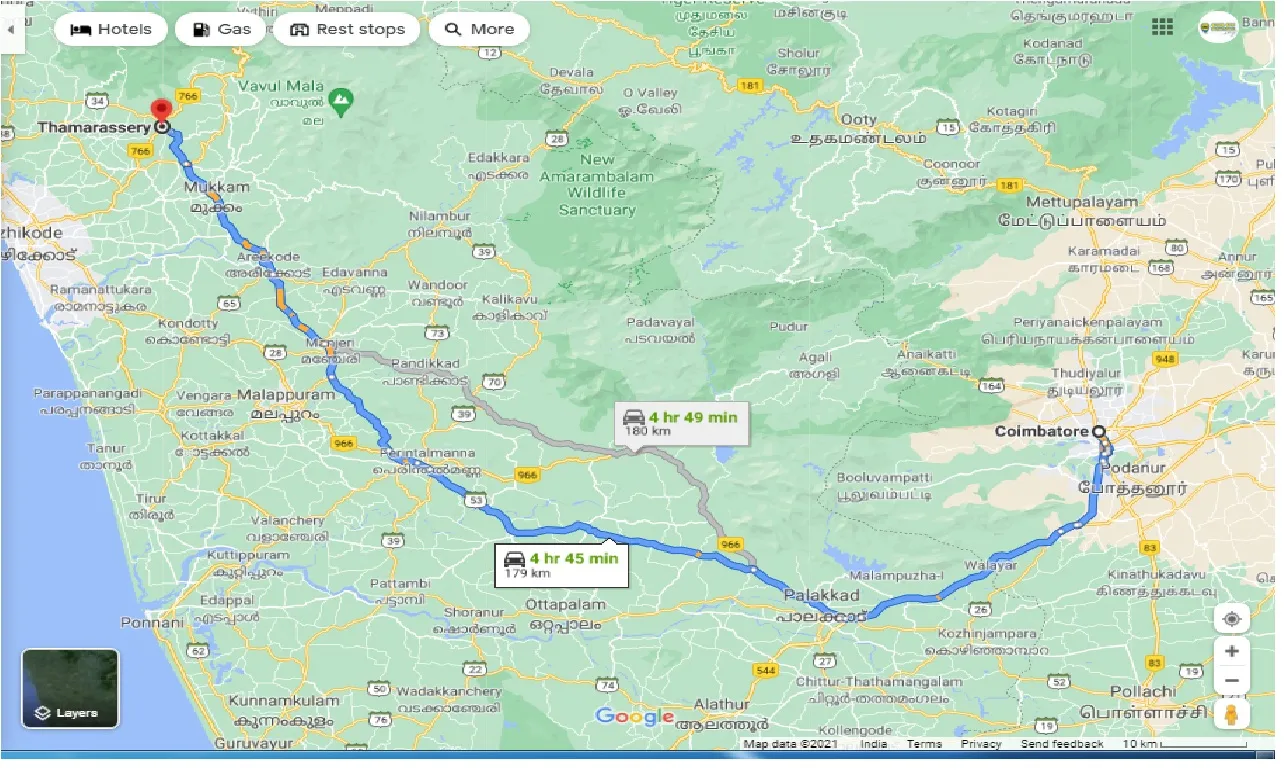 coimbatore-to-thamarassery-one-way
