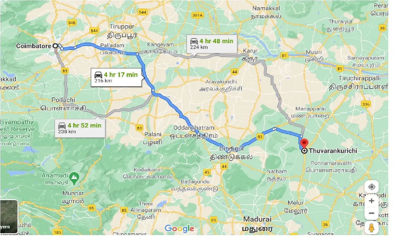coimbatore-to-thuvarankurichi-one-way