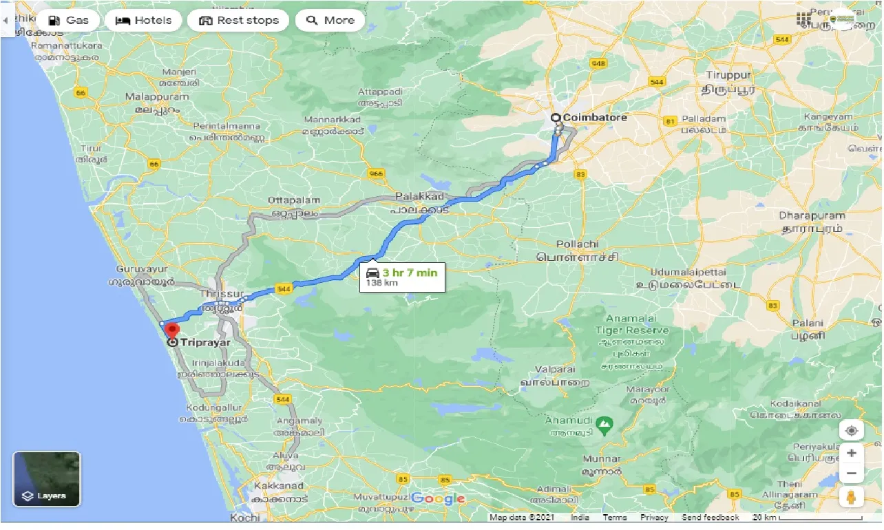 coimbatore-to-triprayar-one-way