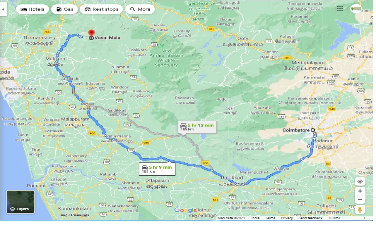 coimbatore-to-vavul-mala-taxi