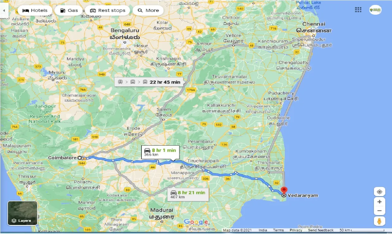 coimbatore-to-vedaranyam-round-trip