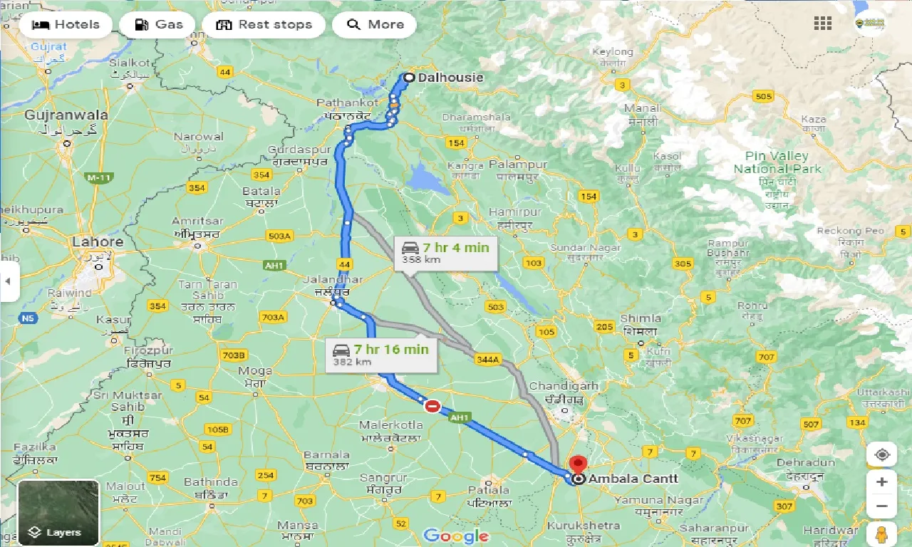 dalhousie-to-ambala-cantt-railway-station-taxi