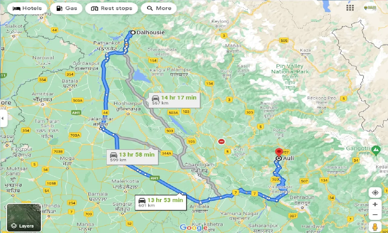 dalhousie-to-auli-one-way