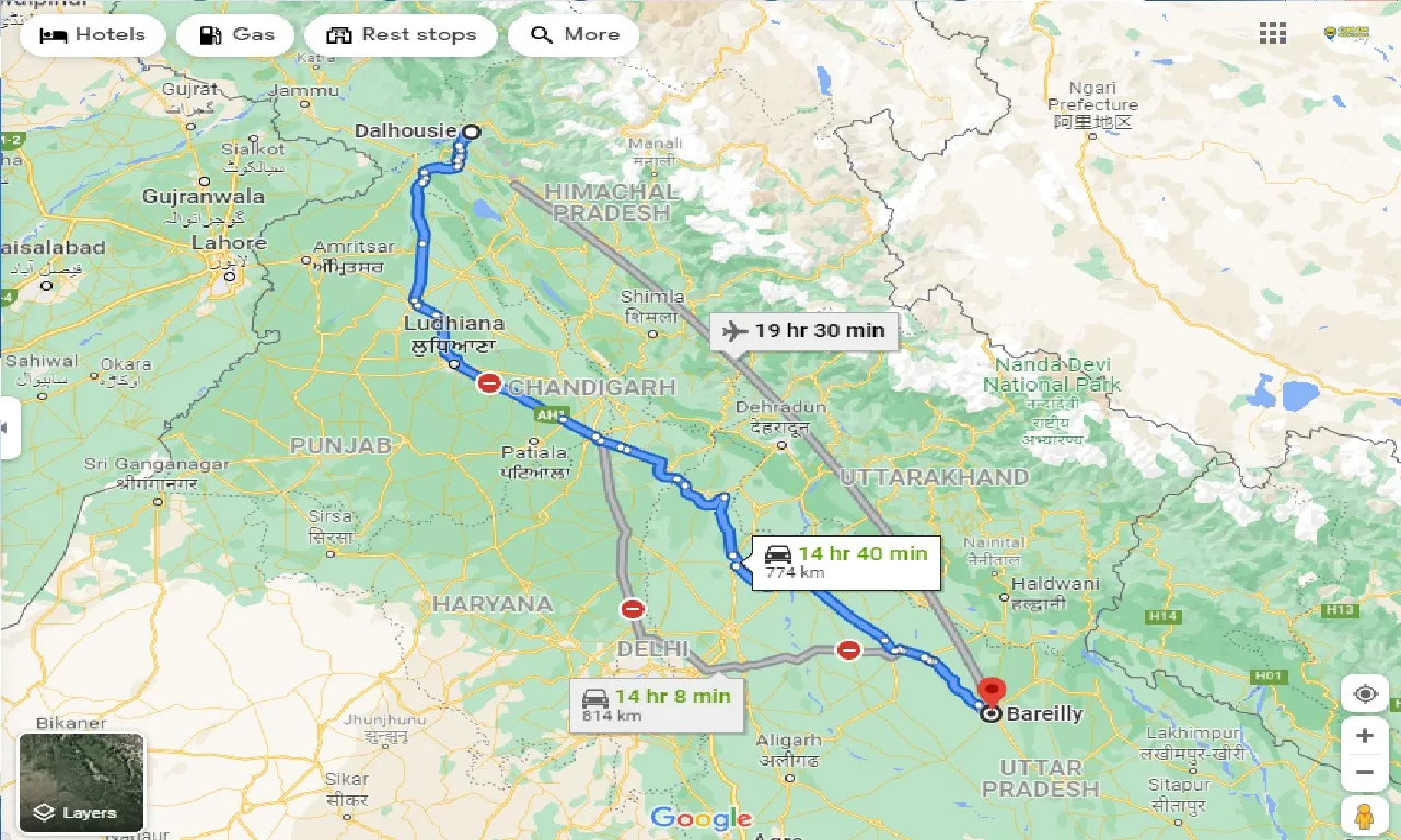dalhousie-to-bareilly-one-way