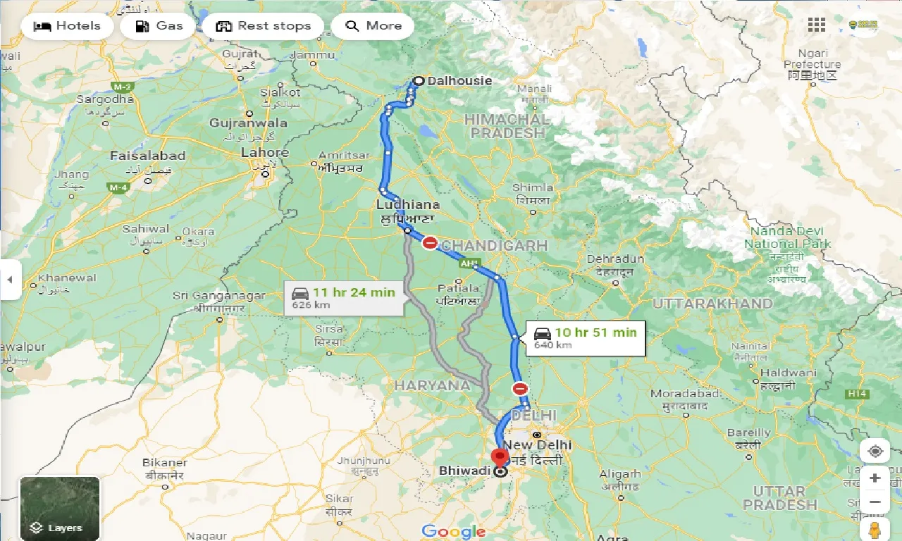 dalhousie-to-bhiwadi-taxi