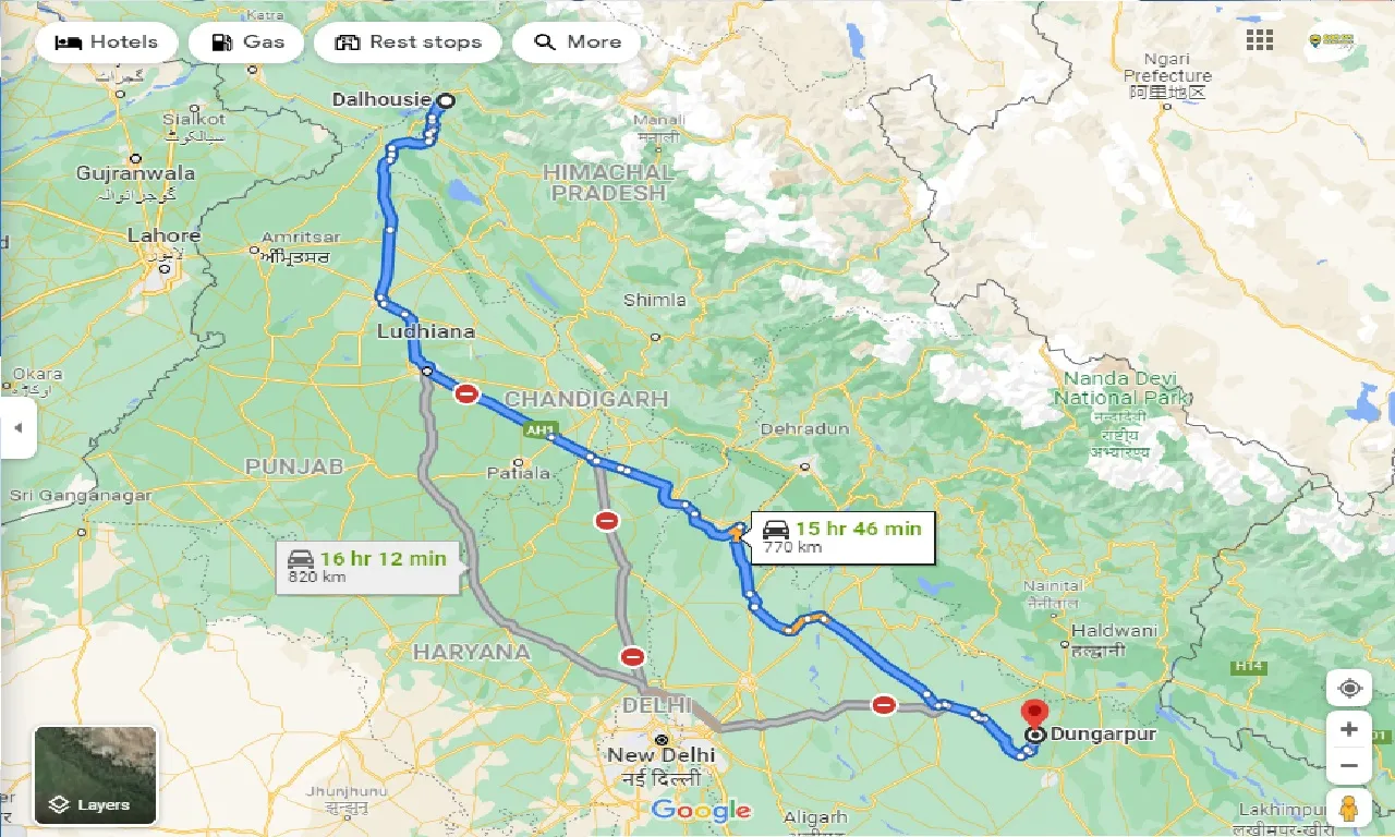 dalhousie-to-dungarpur-one-way