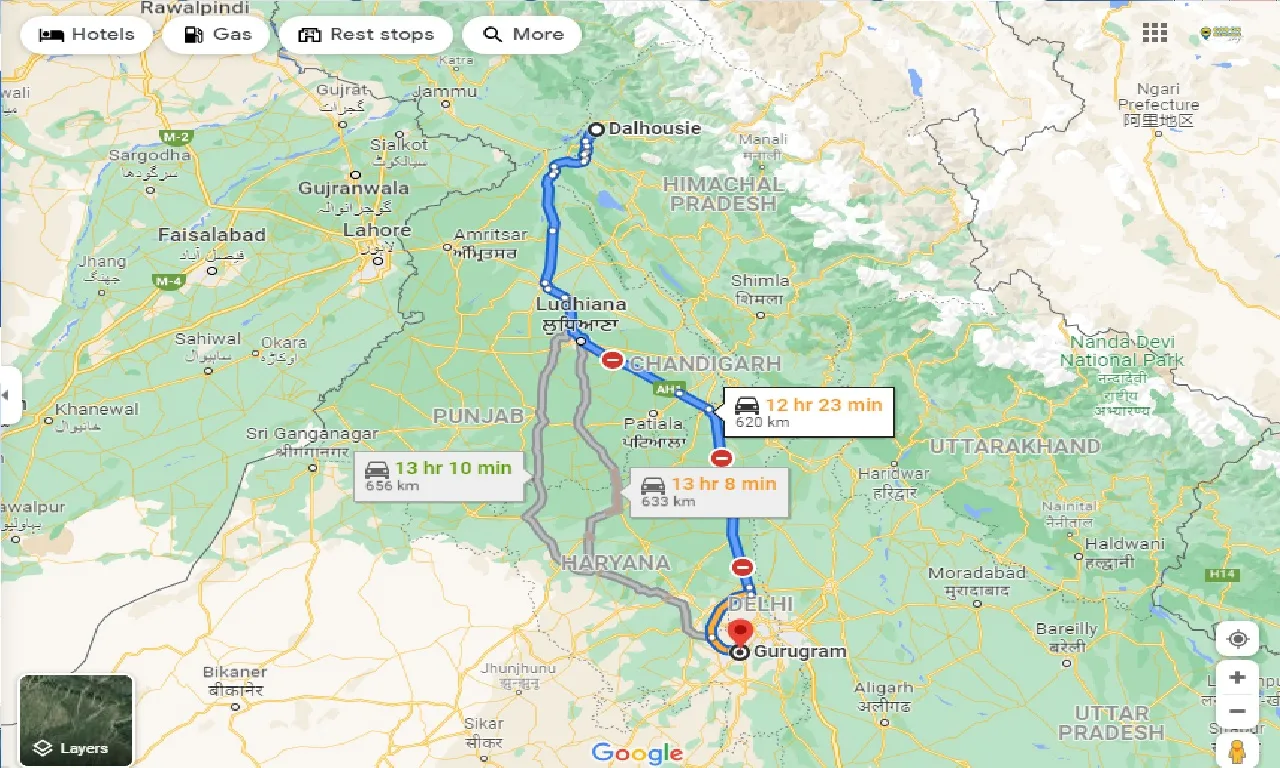 dalhousie-to-gurgaon-one-way