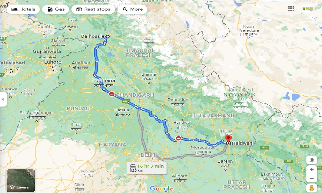dalhousie-to-haldwani-one-way