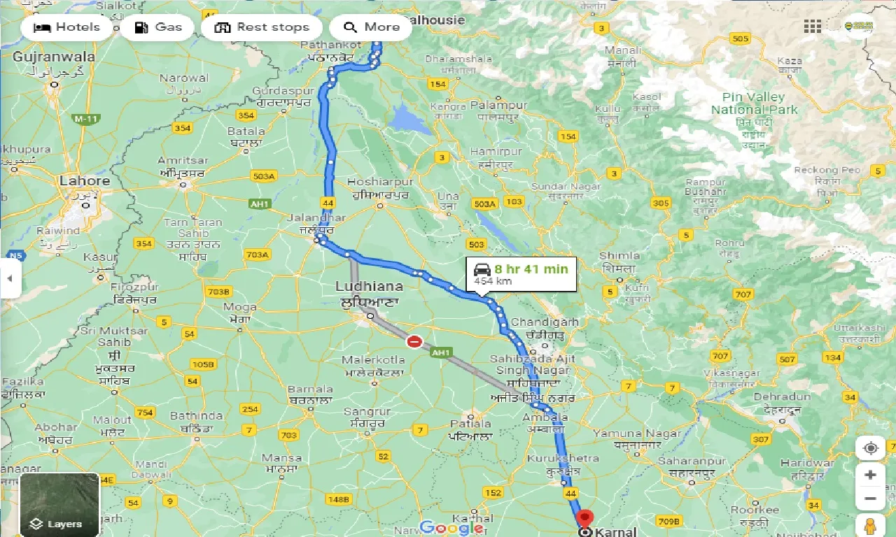 dalhousie-to-karnal-one-way