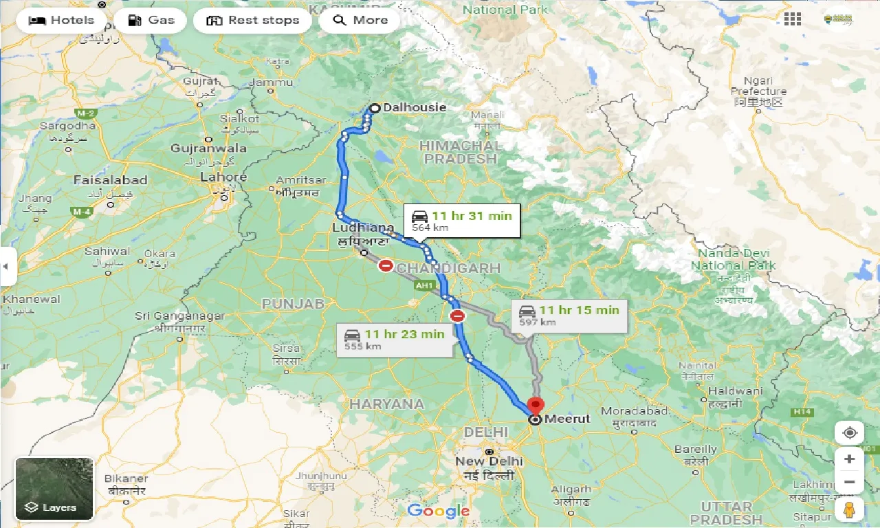 dalhousie-to-meerut-one-way