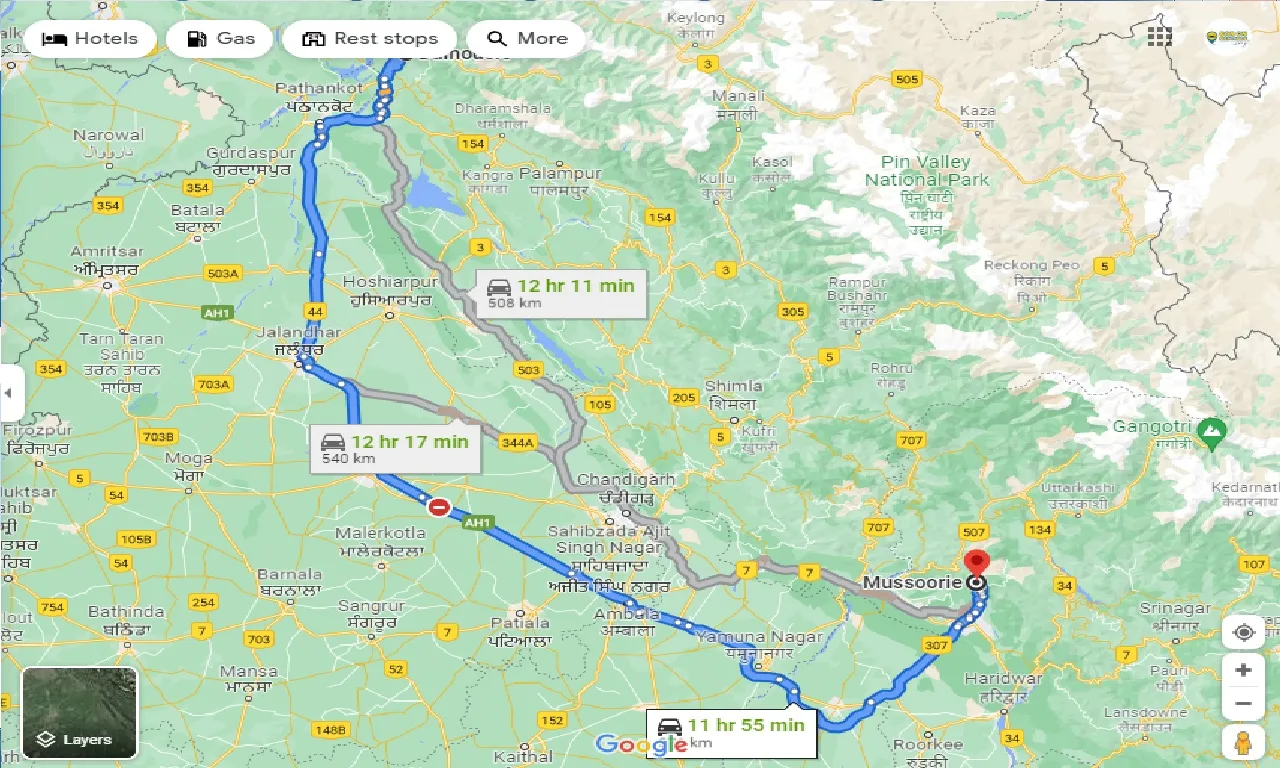 dalhousie-to-mussoorie-one-way