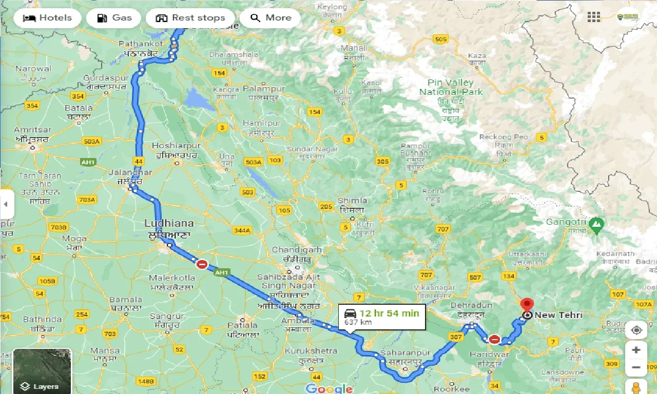 dalhousie-to-new-tehri-one-way