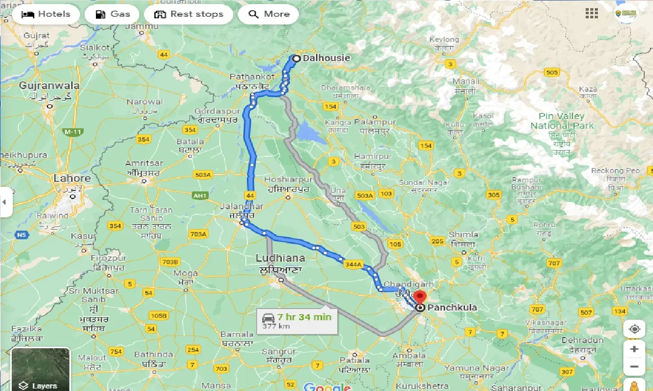 dalhousie-to-panchkula-one-way