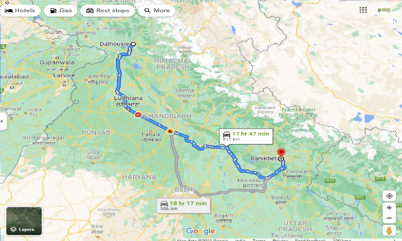 dalhousie-to-ranikhet-taxi
