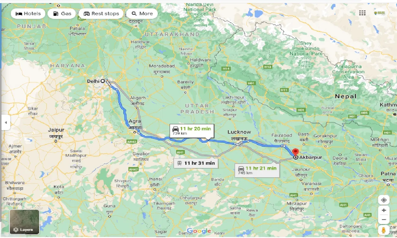 delhi-to-akbarpur-round-trip