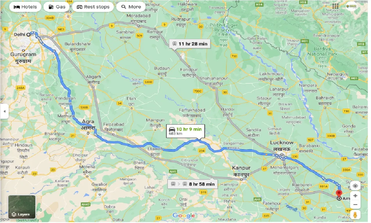 delhi-to-amethi-one-way