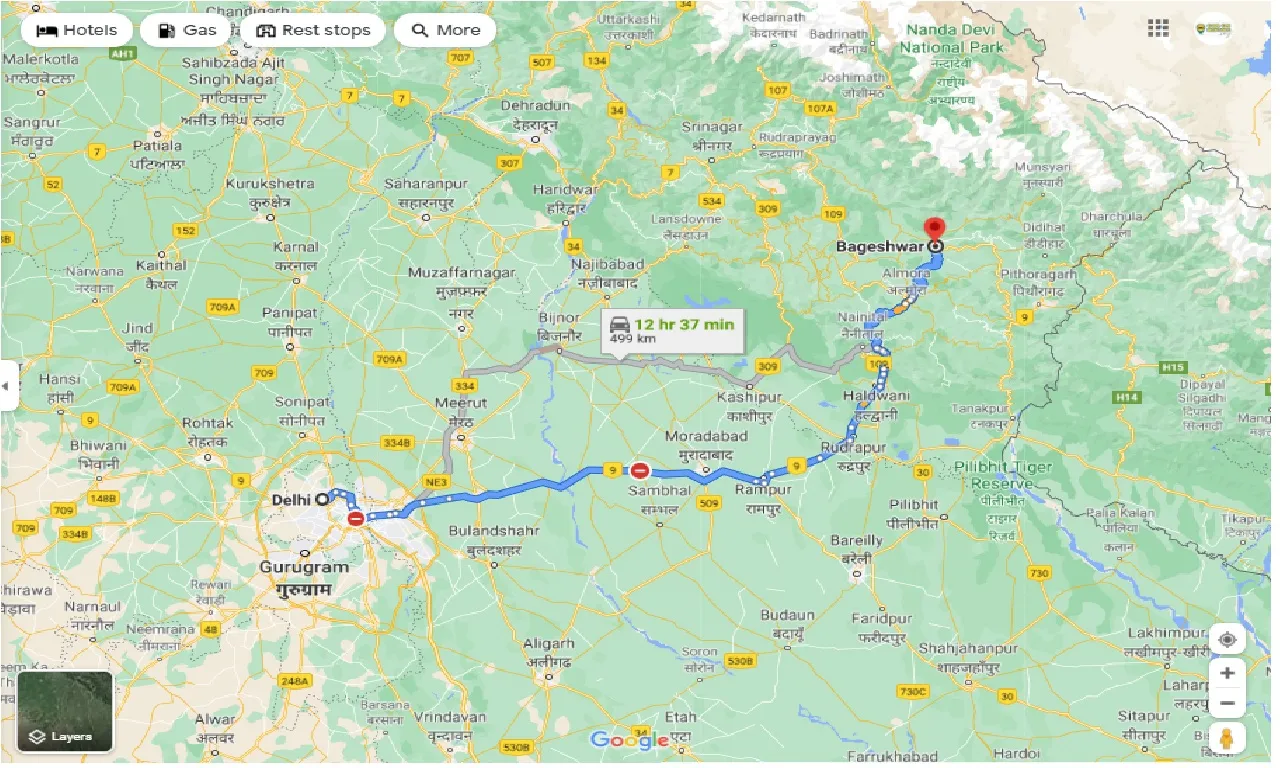 delhi-to-bageshwar-one-way