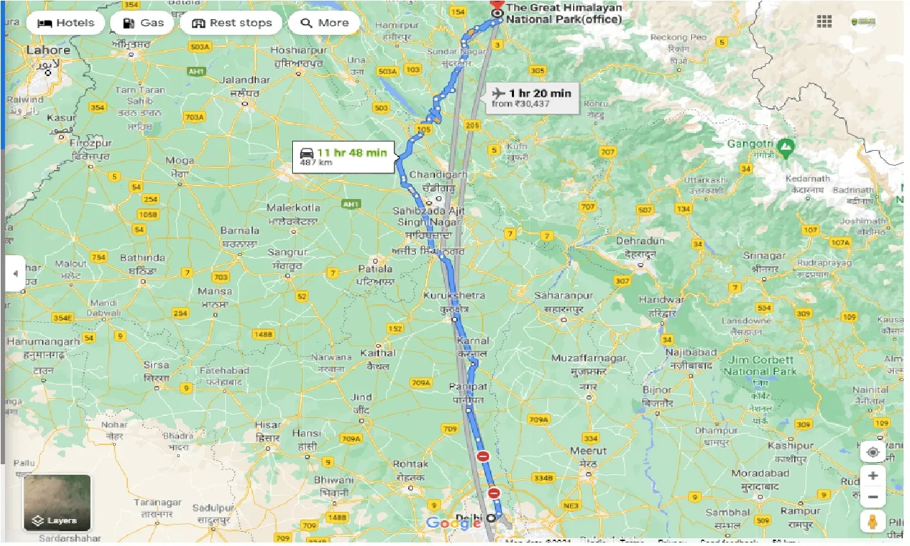 delhi-to-great-himalayan-national-park-one-way