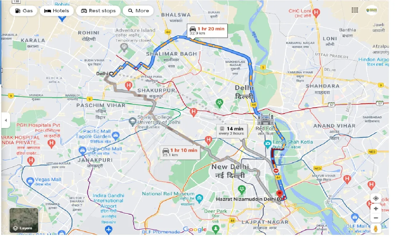 delhi-to-h-nizamuddin-one-way