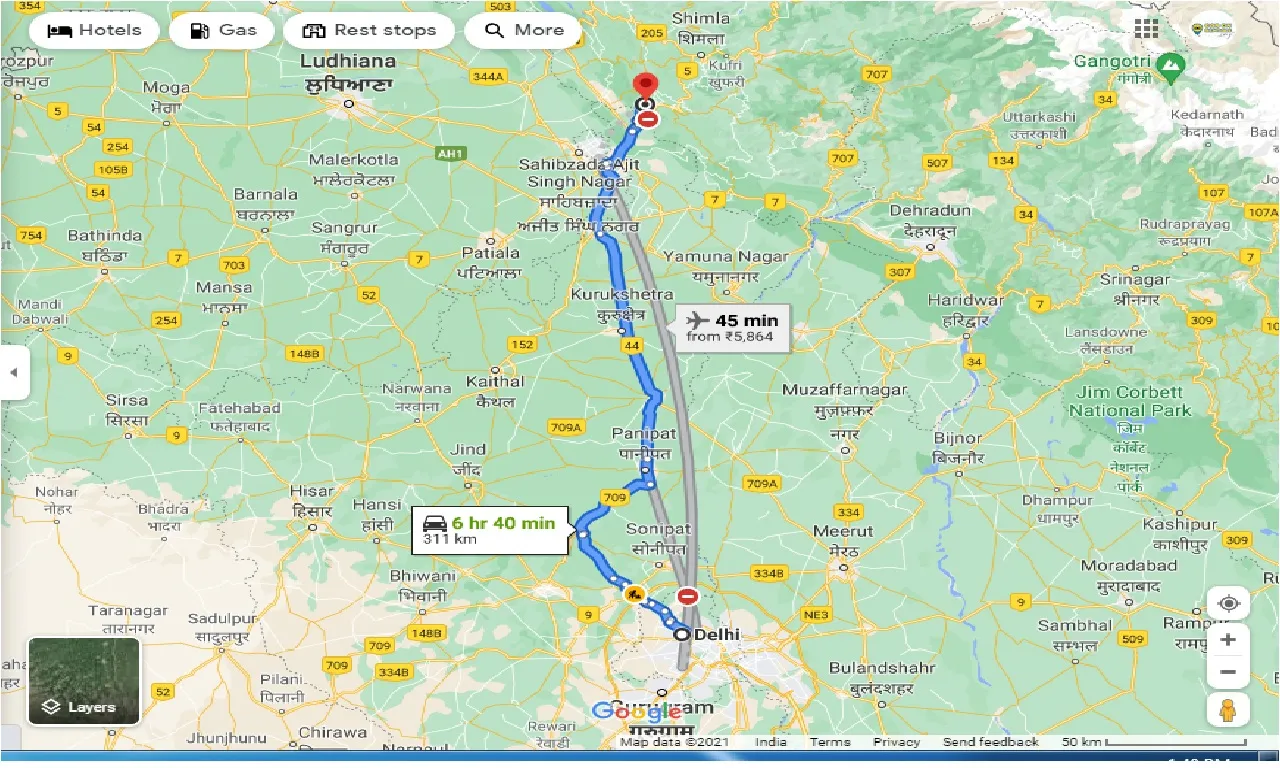 delhi-to-kasauli-round-trip